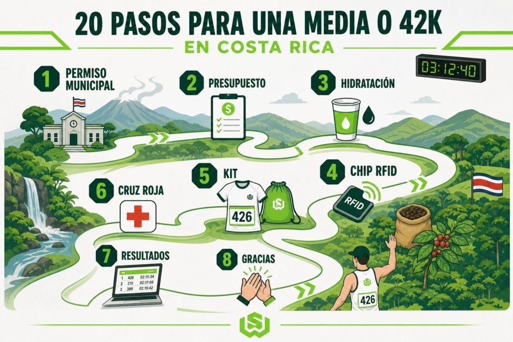Infografía SportWENS: 20 pasos para una media o maratón en Costa Rica