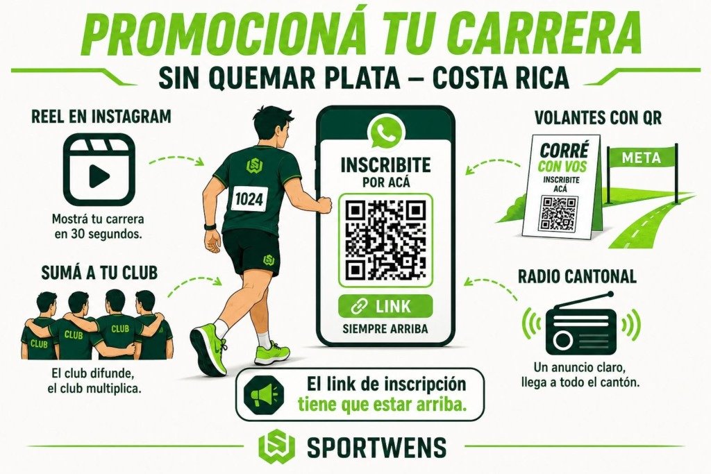 Infografía SportWENS: cómo promocionar tu carrera en Costa Rica